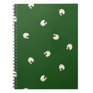 Random Cute Kawaii Skull Dots dark green Notebook