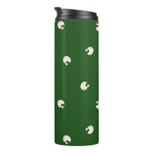 Random Cute Kawaii Skull Dots dark green Thermal Tumbler