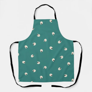 Random Cute Kawaii Skull Dots mid green Apron