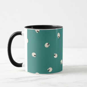 Random Cute Kawaii Skull Dots mid green Mug