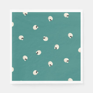 Random Cute Kawaii Skull Dots mid green Napkin