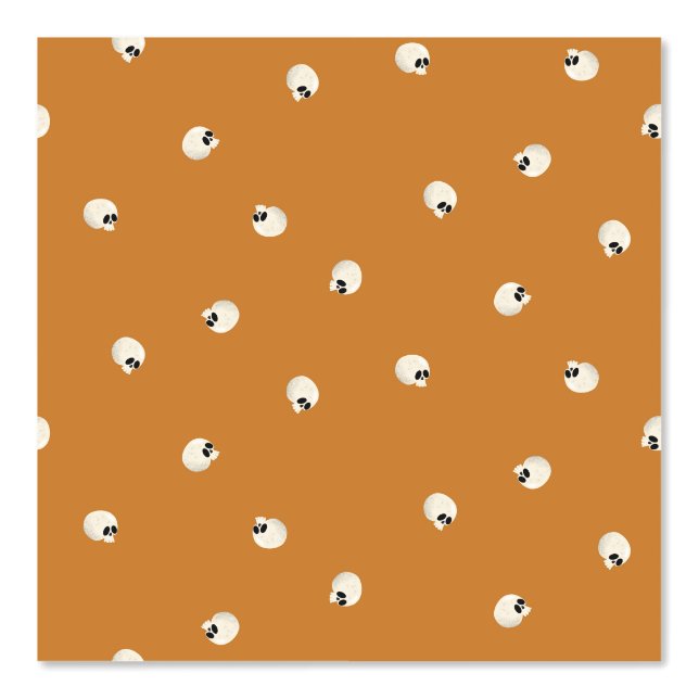 Random Cute Kawaii Skull Dots orange Wallpaper (Front)