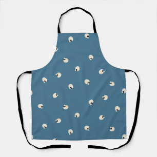 Random Cute Kawaii Skull Dots pale blue Apron