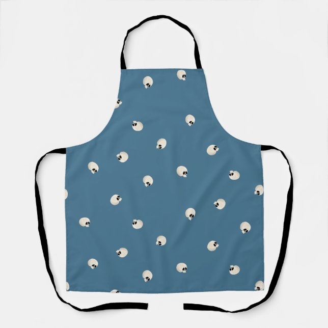 Random Cute Kawaii Skull Dots pale blue Apron (Front)