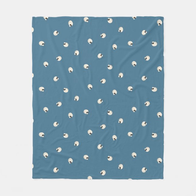 Random Cute Kawaii Skull Dots pale blue Fleece Blanket (Front)