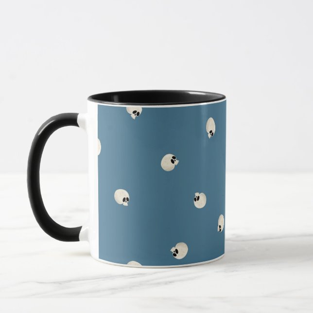 Random Cute Kawaii Skull Dots pale blue Mug (Left)