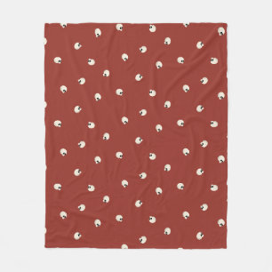 Random Cute Kawaii Skull Dots red Fleece Blanket
