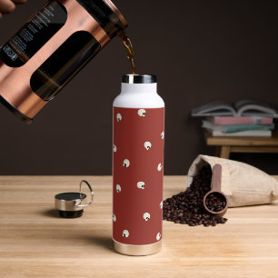 Random Cute Kawaii Skull Dots red Water Bottle
