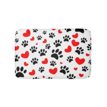 Random Dog Paw Prints And Red Hearts Canine Art