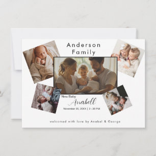 Random Family Photo Collage Birth Announcement