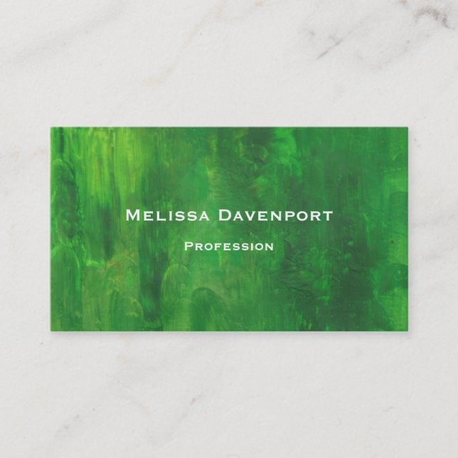 Random Forms Green Abstract Painting Business Card (Front)