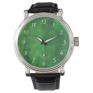 Random Forms Green Abstract Painting Watch