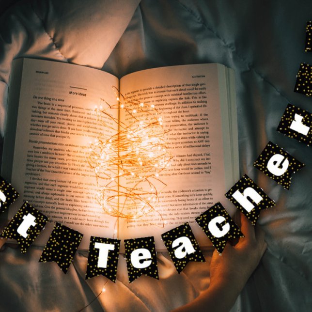 Random Gold Dot Pattern Best Teacher Bunting (Creator Uploaded)