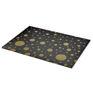 Random Gold Dots on Black Cutting Board