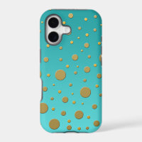Random Gold Dots on Turquoise Modern Pattern