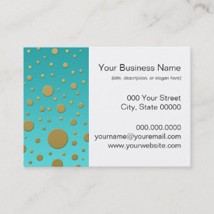 Random Gold Dots on Turquoise Modern Pattern Business Card