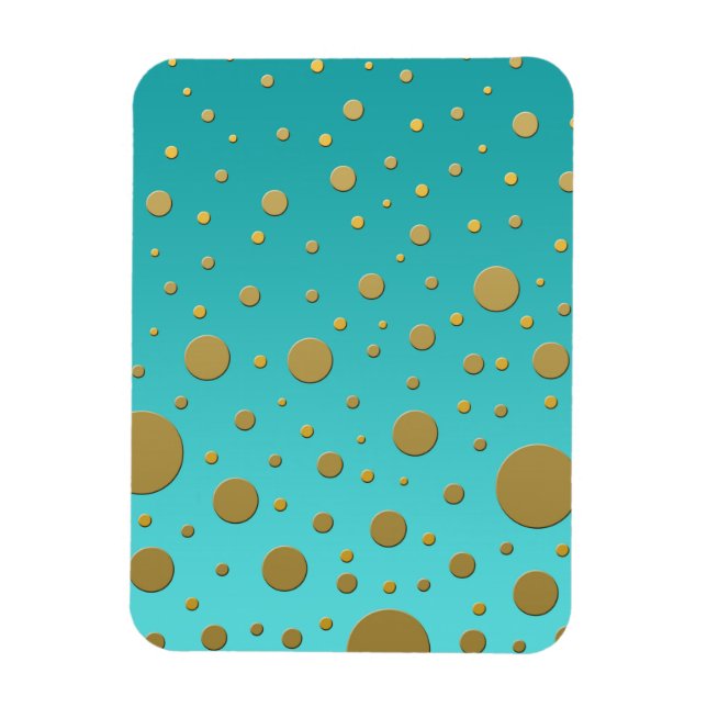 Random Gold Dots on Turquoise Modern Pattern Magnet (Vertical)