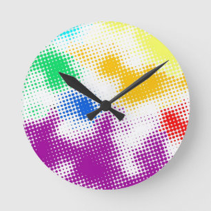 Random halftone colourful background round clock