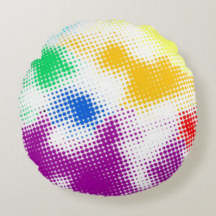 Random halftone colourful background round cushion