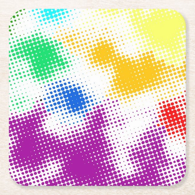 Random halftone colourful background square paper coaster (Front)