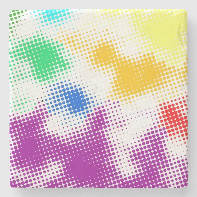 Random halftone colourful background stone coaster (Front)