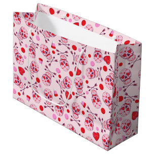 Random Heart Sugar Skulls & Arrows Large Gift Bag