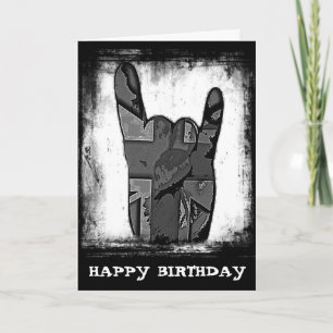 Random Horns Grunge Hard Rock Birthday Card