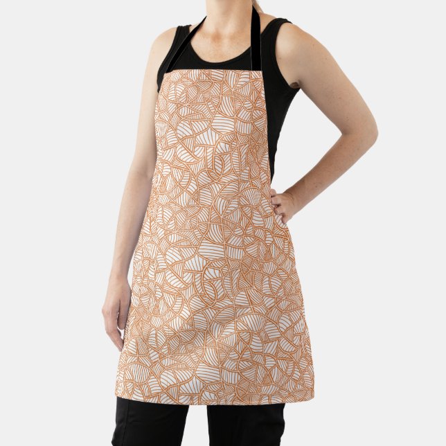Random Leaf Mosaic Dark Orange Apron (Insitu)