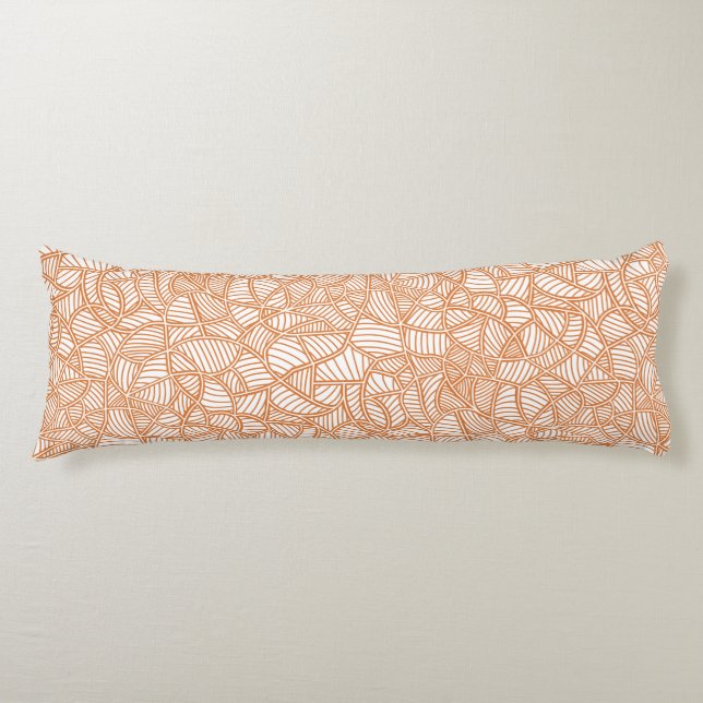 Random Leaf Mosaic Dark Orange Body Cushion (Front)