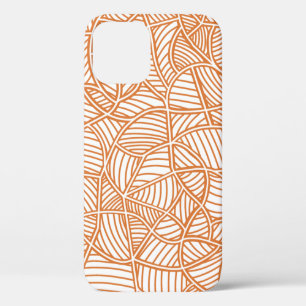 Random Leaf Mosaic Dark Orange iPhone 12 Case