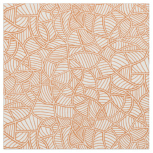 Random Leaf Mosaic Dark Orange Fabric