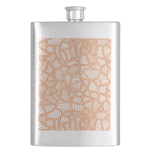 Random Leaf Mosaic Dark Orange Hip Flask