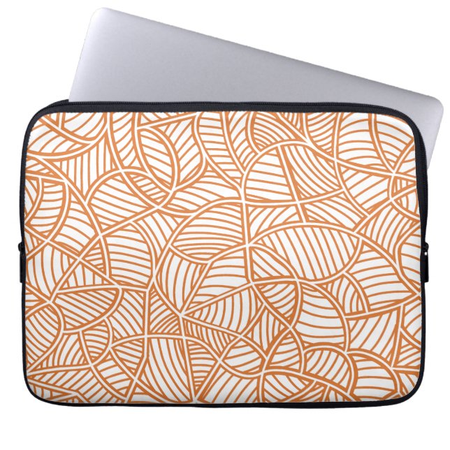 Random Leaf Mosaic Dark Orange Laptop Sleeve (Front)