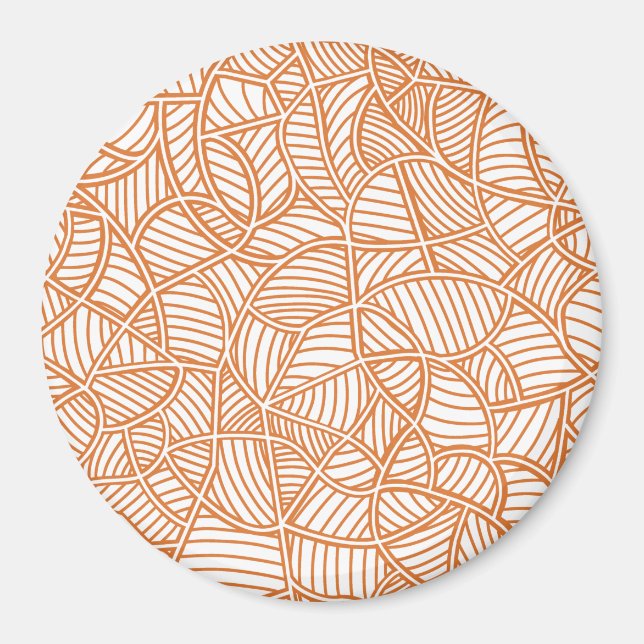 Random Leaf Mosaic Dark Orange Magnet (Front)