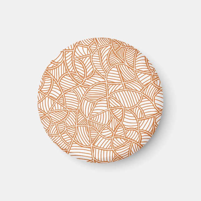 Random Leaf Mosaic Dark Orange Magnet (Front)