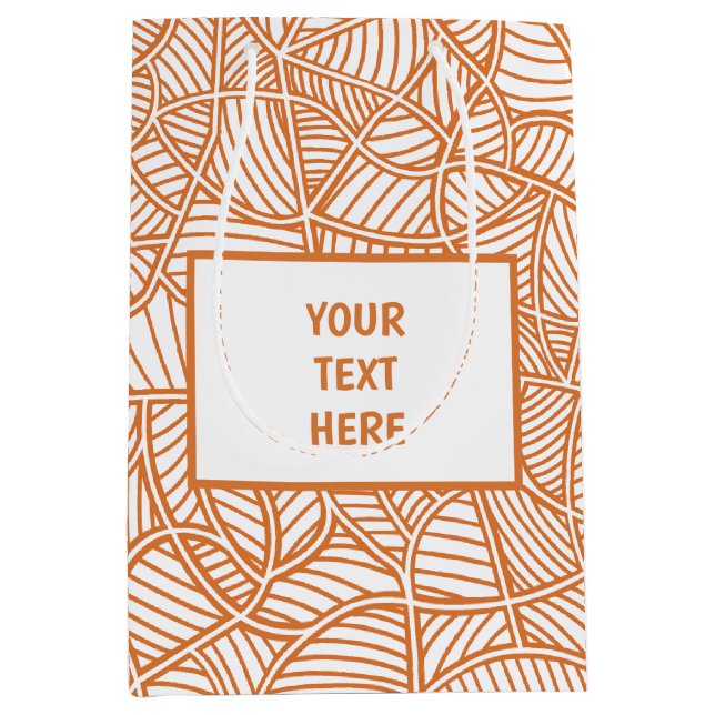Random Leaf Mosaic Dark Orange Medium Gift Bag (Front)