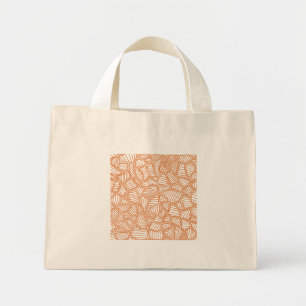 Random Leaf Mosaic Dark Orange Mini Tote Bag