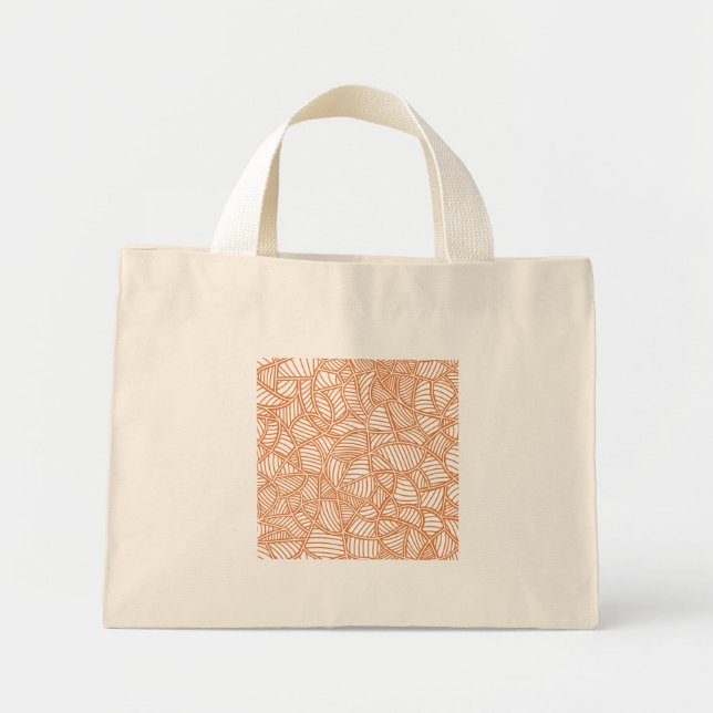 Random Leaf Mosaic Dark Orange Mini Tote Bag (Front)
