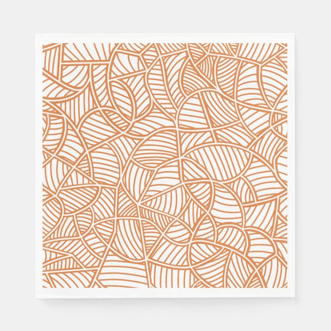 Random Leaf Mosaic Dark Orange Napkin (Front)