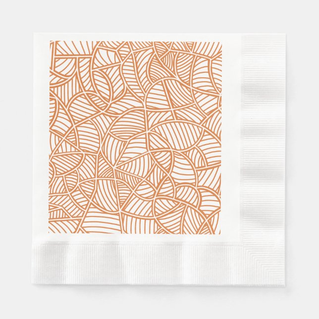Random Leaf Mosaic Dark Orange Napkin (Front)