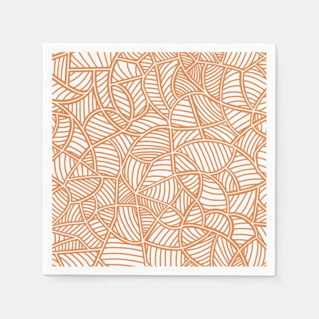 Random Leaf Mosaic Dark Orange Napkin (Front)