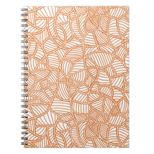Random Leaf Mosaic Dark Orange Notebook