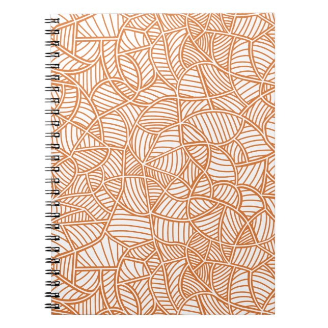 Random Leaf Mosaic Dark Orange Notebook (Front)