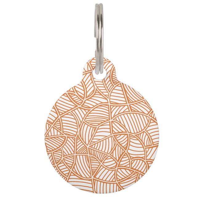 Random Leaf Mosaic Dark Orange Pet Tag (Front)