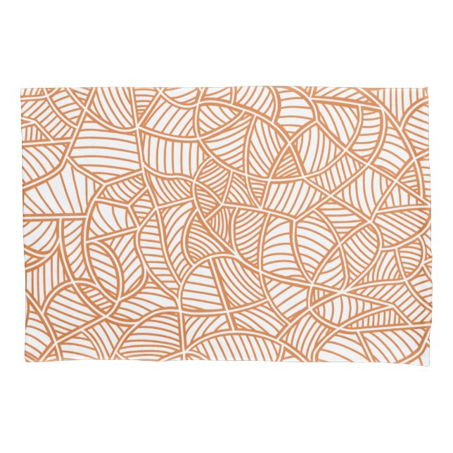 Random Leaf Mosaic Dark Orange Pillowcase (Front)
