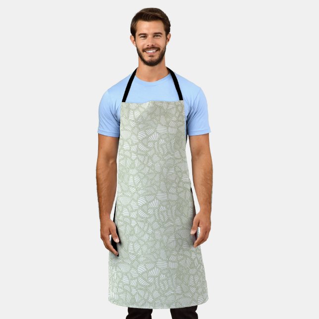 Random Leaf Mosaic Pale Green Apron (Worn)