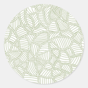 Random Leaf Mosaic Pale Green Classic Round Sticker
