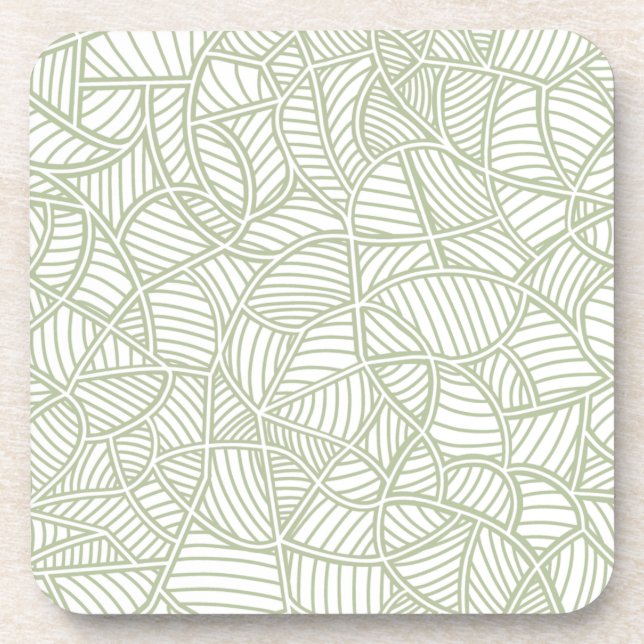 Random Leaf Mosaic Pale Green Coaster (Front)