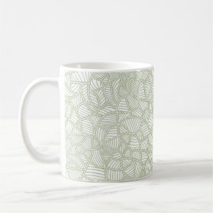 Random Leaf Mosaic Pale Green Coffee Mug