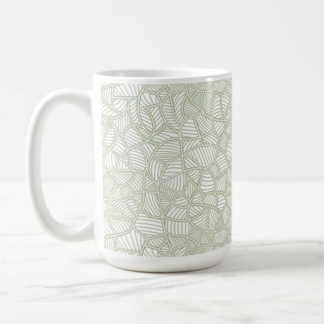 Random Leaf Mosaic Pale Green Coffee Mug (Left)